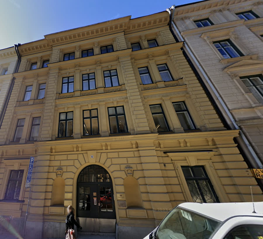 Fasaden på Valfisken 30, Grevgatan 15, Stockholm