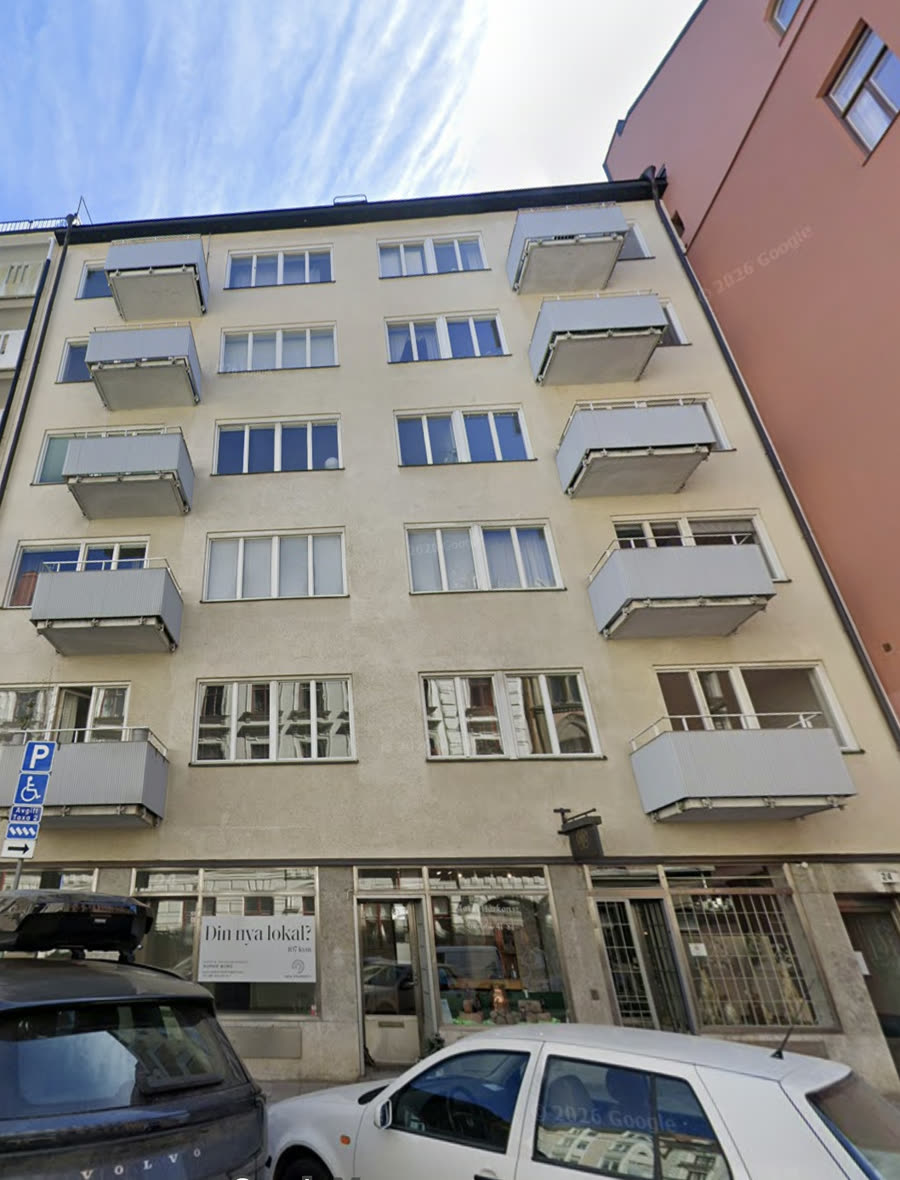 Fasaden på Valfisken 5, Skeppargatan 24, Stockholm